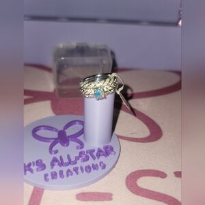 BP Moonstone 2 for 1 Silver Plating rings Sz 6